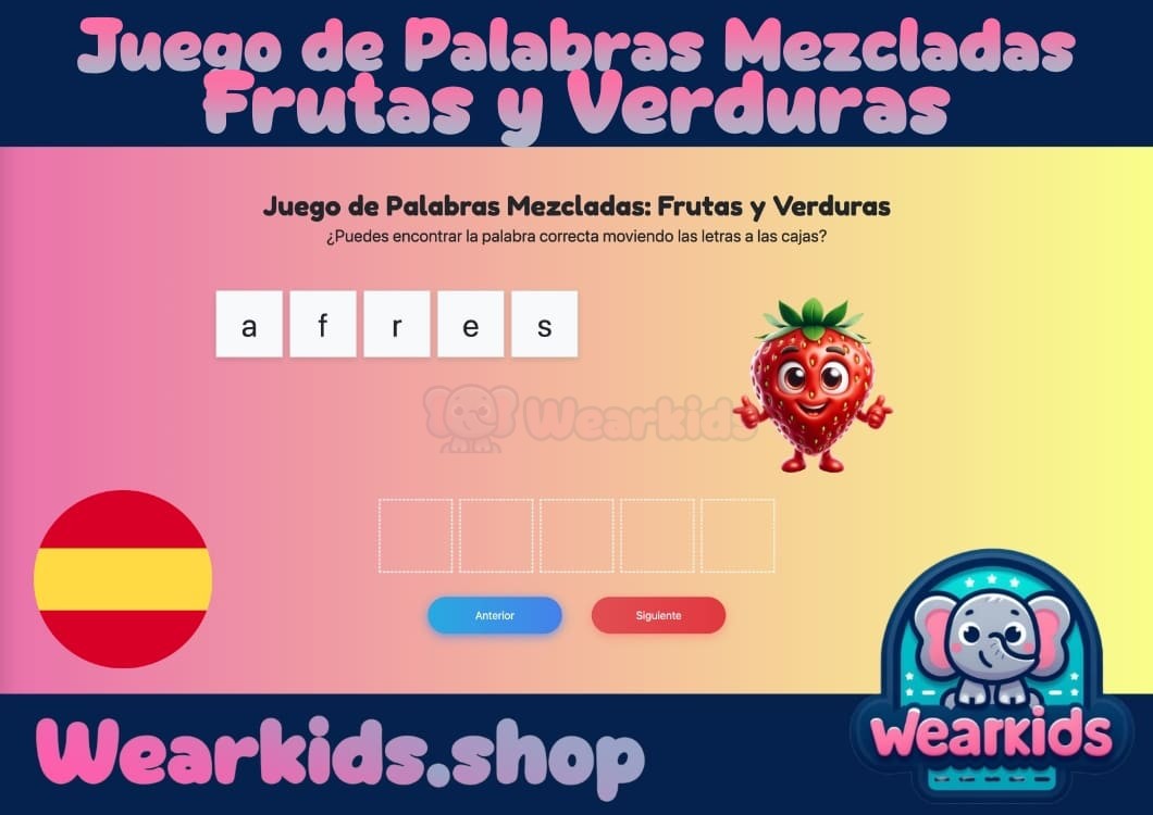 Juego de Palabras Mezcladas: Frutas y Verduras