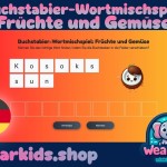 Buchstabier-Wortmischspiel: Früchte und Gemüse