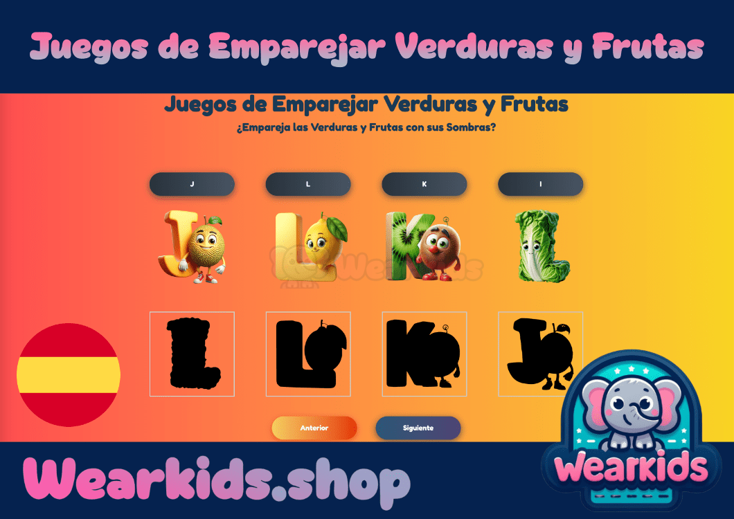 Juego de Emparejamiento del Alfabeto de Frutas y Verduras