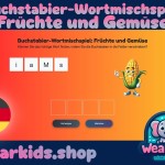 Buchstabier-Wortmischspiel: Früchte und Gemüse