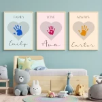 Father's Day Handprint Art Craft Set of 3 Heart Handprint Craft for Kids Baby Toddler Nursery Memory Keepsake DIY Card Printable Gift Style 3