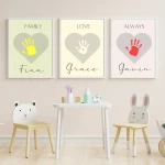 Father's Day Handprint Art Craft Set of 3 Heart Handprint Craft for Kids Baby Toddler Nursery Memory Keepsake DIY Card Printable Gift Style 3