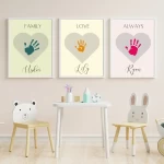 Father's Day Handprint Art Craft Set of 3 Heart Handprint Craft for Kids Baby Toddler Nursery Memory Keepsake DIY Card Printable Gift Style 3