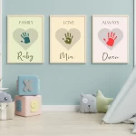 Father's Day Handprint Art Craft Set of 3 Heart Handprint Craft for Kids Baby Toddler Nursery Memory Keepsake DIY Card Printable Gift Style 3