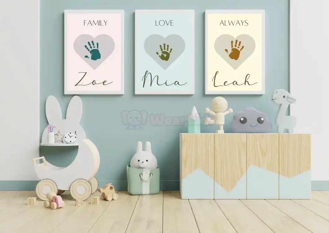 Father's Day Handprint Art Craft Set of 3 Heart Handprint Craft for Kids Baby Toddler Nursery Memory Keepsake DIY Card Printable Gift Style 3