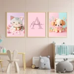 Set of 3 Nursery Animal Art Nursery Wall Art Set of 3 Prints Nursery Decor Paper Art Nursery Prints for Girls Cute Baby Wall Art Cute Animal