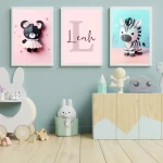 Set of 3 Nursery Animal Art Nursery Wall Art Set of 3 Prints Nursery Decor Paper Art Nursery Prints for Girls Cute Baby Wall Art Cute Animal