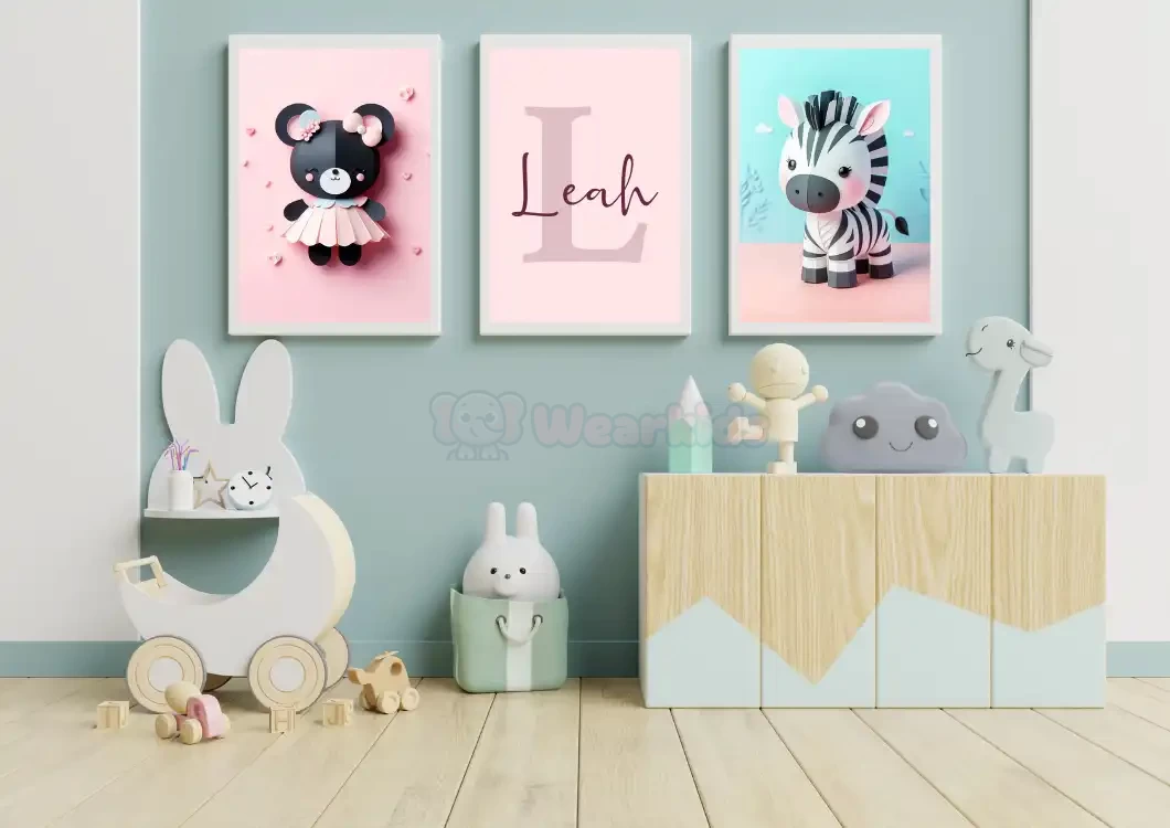 Set of 3 Nursery Animal Art Nursery Wall Art Set of 3 Prints Nursery Decor Paper Art Nursery Prints for Girls Cute Baby Wall Art Cute Animal