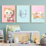 Personalized Name Signs for Nursery Set 3 with Unique Name Signs Customizable Kids Room Decor Trendy Nursery Wall Art Custom Name Art