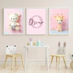 Personalized Name Signs for Nursery Set 3 with Unique Name Signs Customizable Kids Room Decor Trendy Nursery Wall Art Custom Name Art