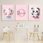 Adorable Nursery Wall Art Set of 3 Prints Nursery Decor Paper Art with Nursery Prints for Girls Baby Girl Wall Art Lion Giraffe Zebra Pig