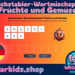 Buchstabier-Wortmischspiel: Früchte und Gemüse