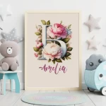 Floral Letters Wildflower Alphabet Art for Kids Personalized Nursery Decor Floral Name Sign Custom Prints Wall Art Baby Girl Room letter B