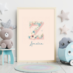 Unique Baby Girl Nursery Decor Custom Print Set Name Sign Art Personalized Nursery Art Prints Children's Letters Nursery Alphabets Letter Z