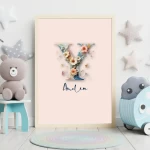 Custom Name Wildflower Nursery Art Personalized Name Sign Floral Wall Decor Unique Baby Girl Room Art Child Friendly arts Letter Y