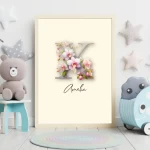 Personalized Name Signs Nursery Decor Custom Name Sign Floral Wall Art Unique Nursery Prints Fun Letter Decor ABC Wall Art Letter X