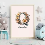 Personalized name signs Nursery Art Personalized Name Sign Floral Wall Decor Unique Baby Girl Room Art  Clipart Set for Kids Letter Q