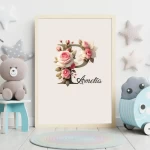 Personalized flowers Nursery Decor Custom Name Sign Floral Wall Art Unique Nursery Prints Floral Alphabet Collection with flower Letter P