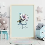 Custom Name Nursery Art Wildflower Print Set Personalized Baby Girl Decor Nursery Wall Art Floral Alphabet Art Wildflower Designs Letter L