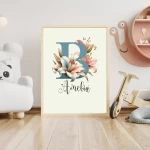 Floral Letters Wildflower Alphabet Art for Kids Personalized Nursery Decor Floral Name Sign Custom Prints Wall Art Baby Girl Room letter B