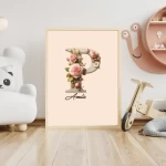 Personalized flowers Nursery Decor Custom Name Sign Floral Wall Art Unique Nursery Prints Floral Alphabet Collection with flower Letter P