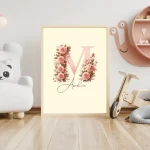 Unique Floral Nursery Decor Custom Wildflower Print Set Baby Girl Room Art Personalized Nursery Wall Art Kids Alphabet Decor Letter M