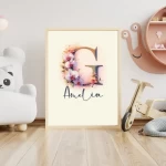 Personalized Name Sign Wildflower Nursery Decor Floral Baby Girl Room Art Custom Prints Floral Alphabet Art with Wildflower Designs Letter G