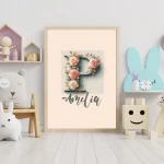 Personalized flowers Nursery Decor Custom Name Sign Floral Wall Art Unique Nursery Prints Floral Alphabet Collection with flower Letter P