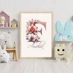 Floral Letter Images Unique Baby Girl Nursery Decor offering Custom Wildflower Print Set Name Sign Art Personalized Prints Kids Letter F