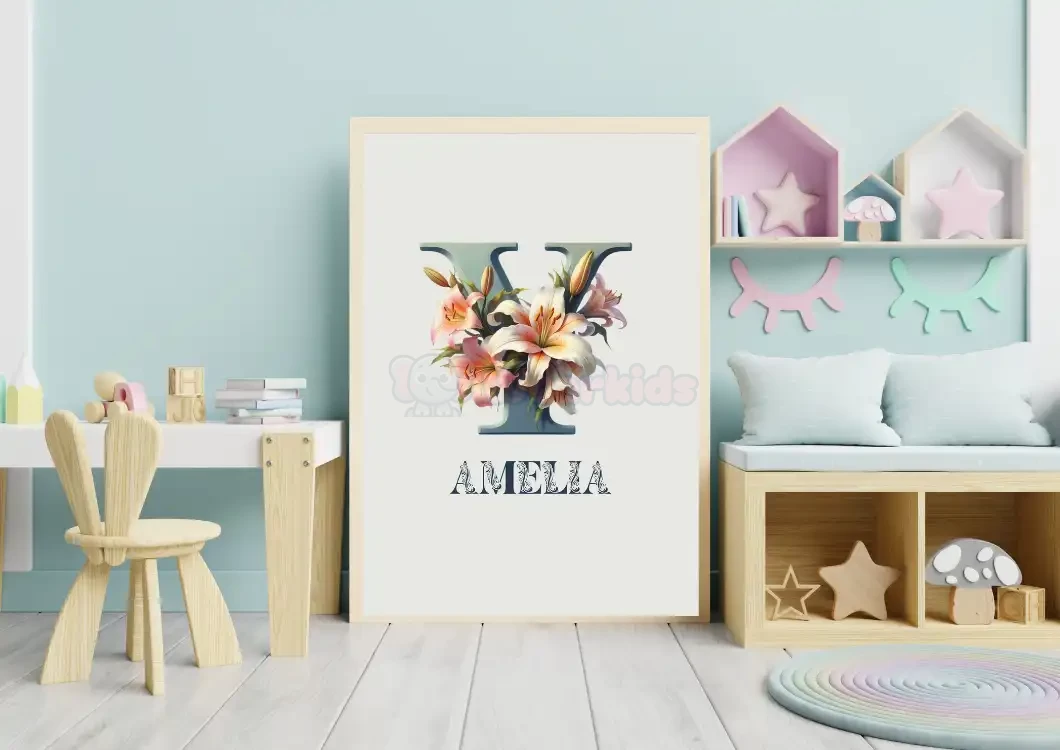 Custom Name Wildflower Nursery Art Personalized Name Sign Floral Wall Decor Unique Baby Girl Room Art Child Friendly arts Letter Y