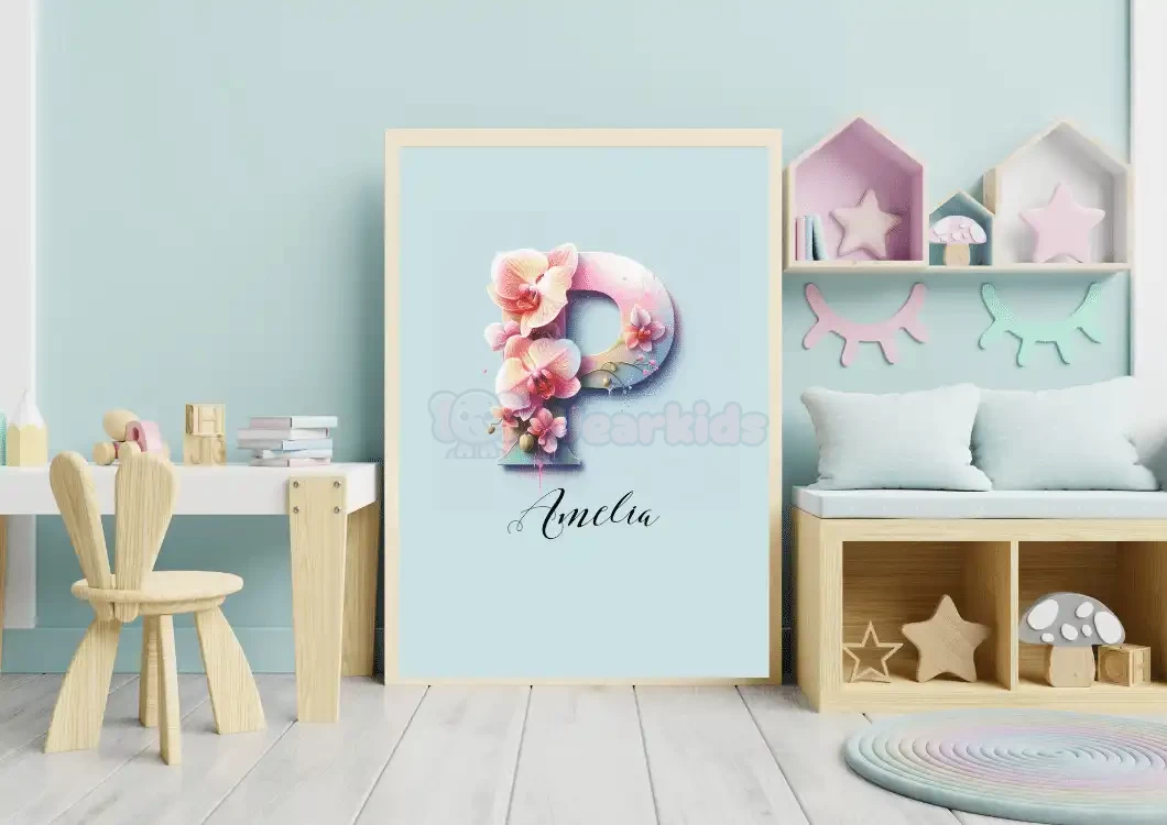 Personalized flowers Nursery Decor Custom Name Sign Floral Wall Art Unique Nursery Prints Floral Alphabet Collection with flower Letter P