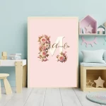 Unique Floral Nursery Decor Custom Wildflower Print Set Baby Girl Room Art Personalized Nursery Wall Art Kids Alphabet Decor Letter M