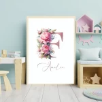 Floral Letter Images Unique Baby Girl Nursery Decor offering Custom Wildflower Print Set Name Sign Art Personalized Prints Kids Letter F