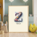 Unique Baby Girl Nursery Decor Custom Print Set Name Sign Art Personalized Nursery Art Prints Children's Letters Nursery Alphabets Letter Z