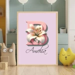 Floral Letters Wildflower Alphabet Art for Kids Personalized Nursery Decor Floral Name Sign Custom Prints Wall Art Baby Girl Room letter B