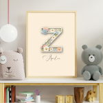 Unique Baby Girl Nursery Decor Custom Print Set Name Sign Art Personalized Nursery Art Prints Children's Letters Nursery Alphabets Letter Z