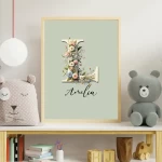 Custom Name Nursery Art Wildflower Print Set Personalized Baby Girl Decor Nursery Wall Art Floral Alphabet Art Wildflower Designs Letter L