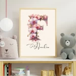 Floral Letter Images Unique Baby Girl Nursery Decor offering Custom Wildflower Print Set Name Sign Art Personalized Prints Kids Letter F