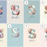 Unique Baby Girl Nursery Decor Custom flower Print Set Name Sign Art Personalized Nursery Art Prints flower Designs for Kids Art Letter S