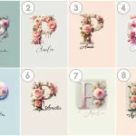 Personalized flowers Nursery Decor Custom Name Sign Floral Wall Art Unique Nursery Prints Floral Alphabet Collection with flower Letter P