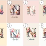 Personalized Wildflowers Nursery Decor Custom Name Sign Floral Wall Art Unique Nursery Prints Floral Alphabet Art for Kids Letter N