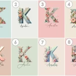 Personalised Name Floral Nursery Wall Art Custom Baby Girl Room Unique Nursery Art Trendy Wildflower Clipart Set for Kids Rooms Letter K