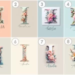 Unique Name Signs Floral Nursery Art Customized Wildflowers Wall Decor Baby Girl Room Wildflower Clipart Set Kids Alphabet Art Letter I