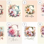 Personalized Name Sign Wildflower Nursery Decor Floral Baby Girl Room Art Custom Prints Floral Alphabet Art with Wildflower Designs Letter G