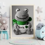 Custom Name Crochet Frog Decor Printables Personalized Wall Art for Children's Rooms and Play Areas Trendy and Customizable Baby Decor