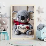 Printable Personalized Crochet Koala Decor Custom Name Wall Art for Toddlers Rooms Unique and Fun Baby Shower Gifts