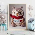 Personalized Printable Crochet Owl Art Custom Name Nursery Decor for Birthdays and Special Occasions Unique and Adorable Baby Gifts