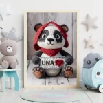 Custom Name Crochet Panda Decor Printables Personalized Wall Art for Children's Rooms and Play Areas Trendy and Customizable Baby Decor