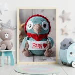 Custom Name Crochet Parrot Art Printables Personalized Nursery Wall Decor for Kids Rooms Unique and Trendy Baby Gifts