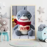 Custom Name Crochet Shark Wall Art Personalized Printables for Nursery and Kids Playrooms Unique and Fun Baby Decor